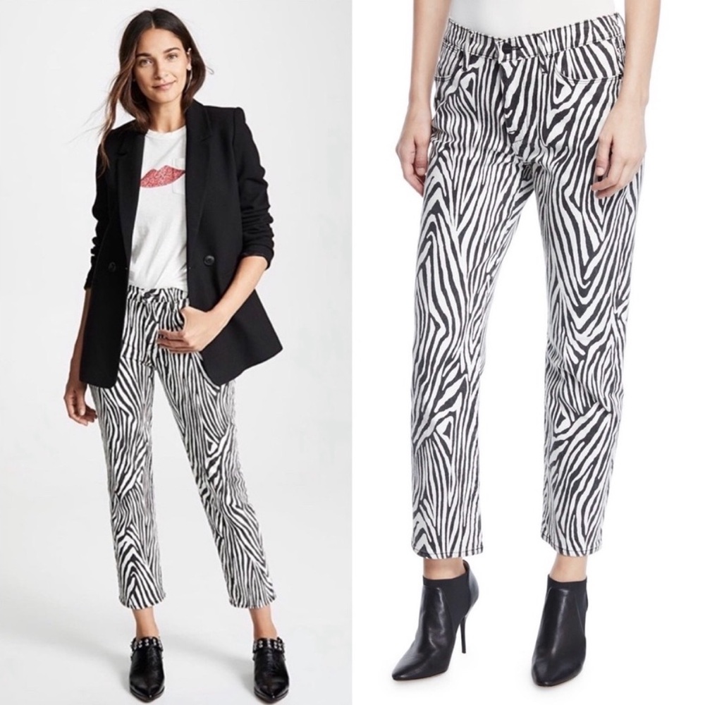 Frame Denim Le High Straight Zebra Jeans size 28 Animal Print Y2K Streetwear
